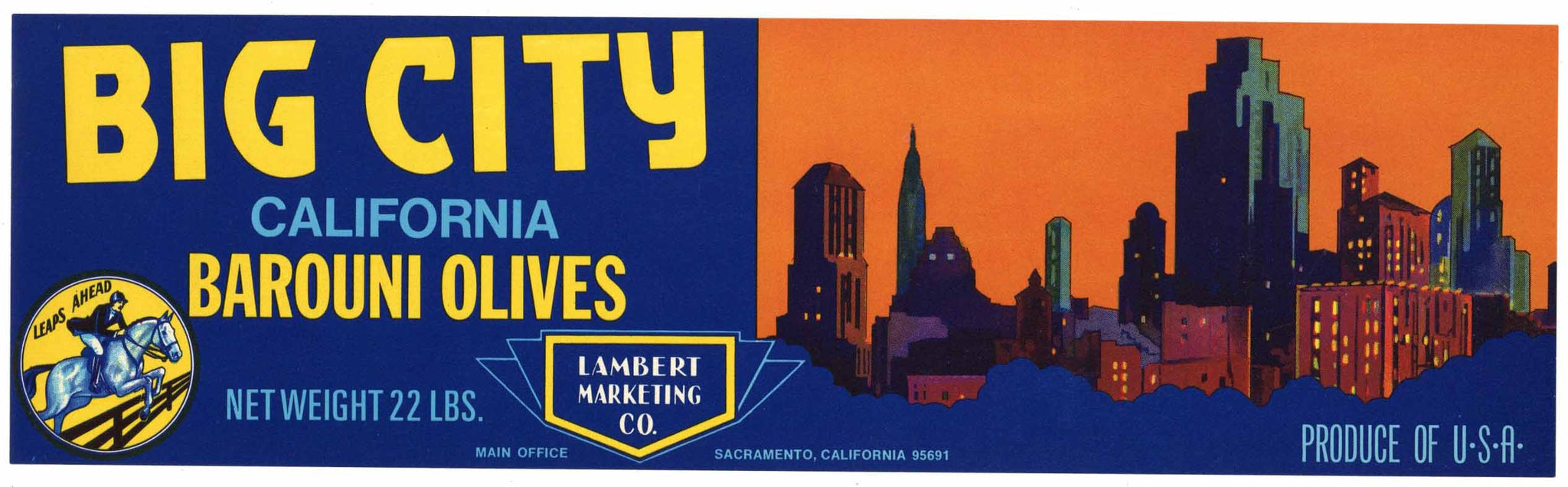 Big City Brand Vintage California Olive Crate Label