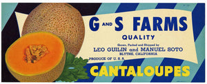 G and S Farms Brand Vintage Blythe California Melon Crate Label