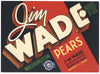 Jim Wade Brand Vintage Wenatchee Washington Pear Crate Label, red