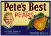 Pete's Best Brand Vintage The Dalles Oregon Pear Crate Label