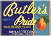 Butler's Pride Brand Vintage Wenatchee Washington Pear Crate Label