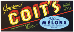 Coit's Brand Vintage Mendota California Melon Crate Label