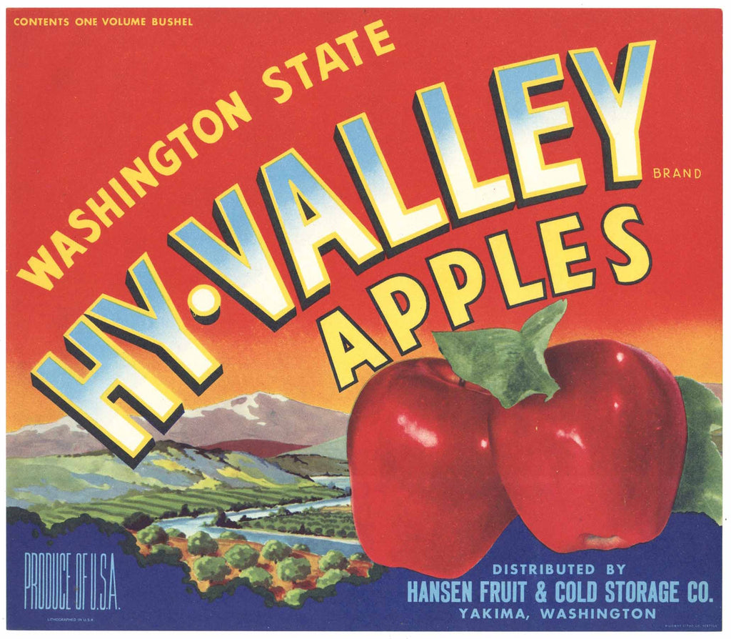 Hy Valley Brand Yakima Washington Apple Crate Label