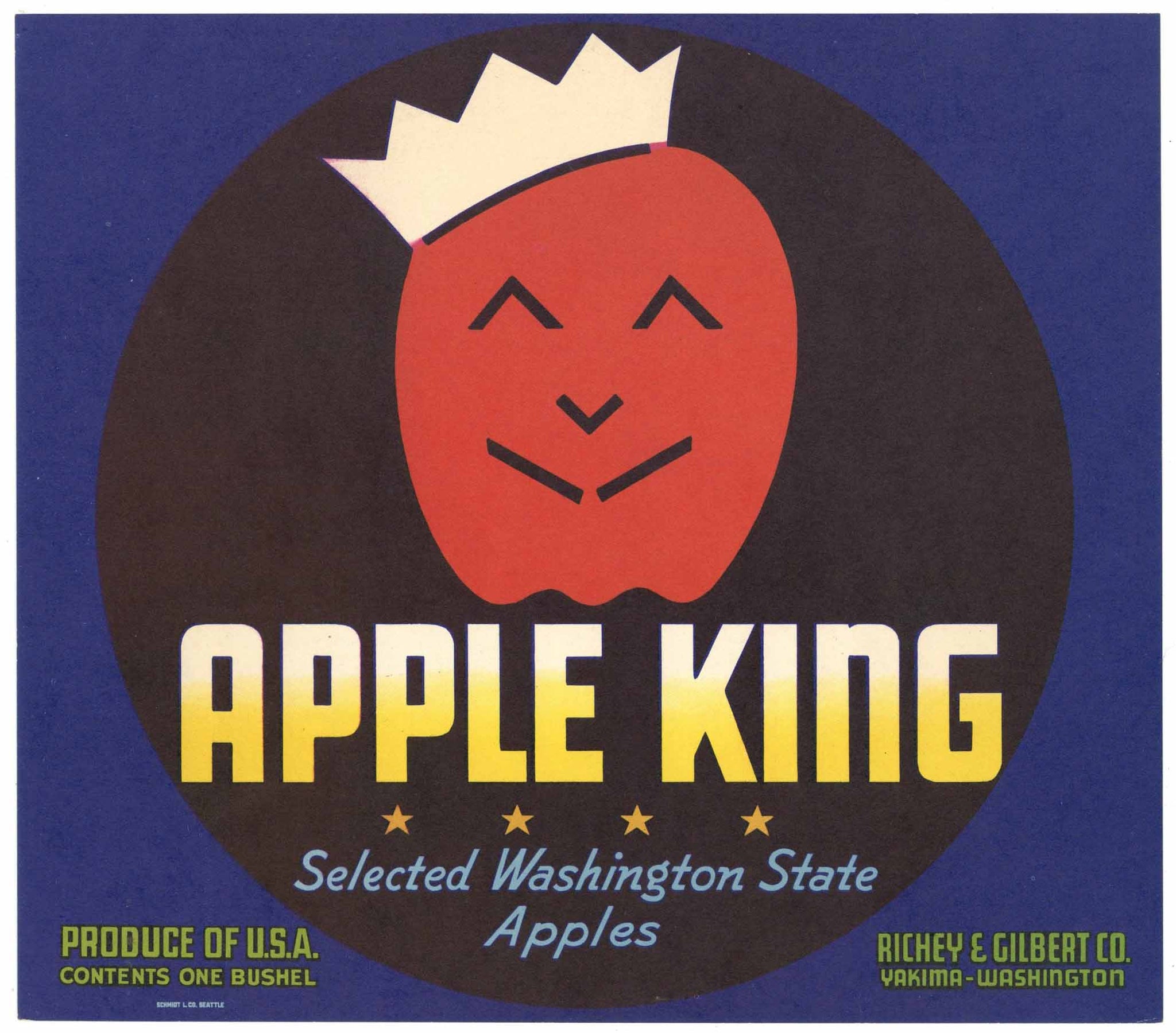 Apple King Brand Vintage Yakima Washington Apple Crate Label, selected