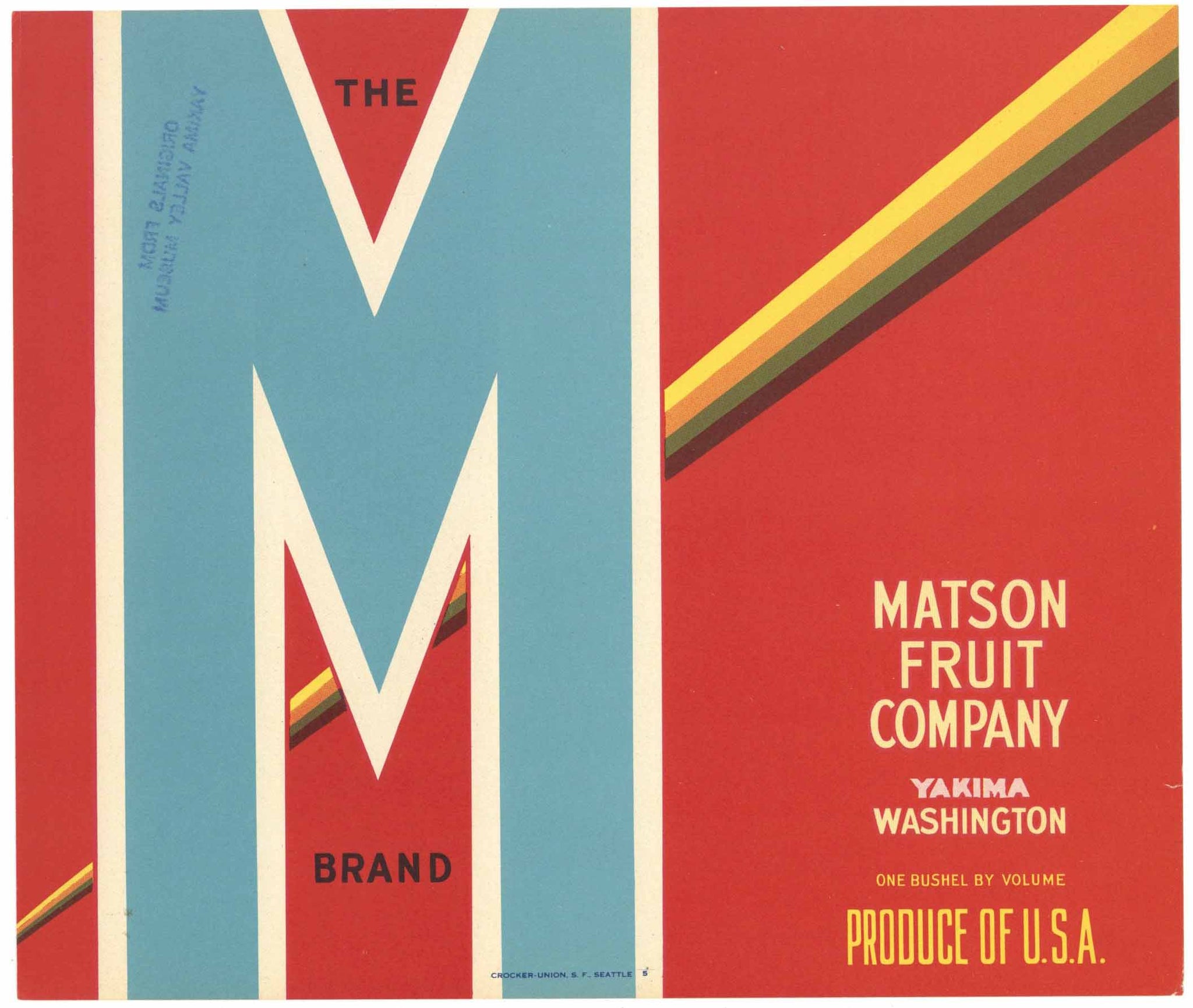 The M Brand Vintage Yakima Washington Apple Crate Label