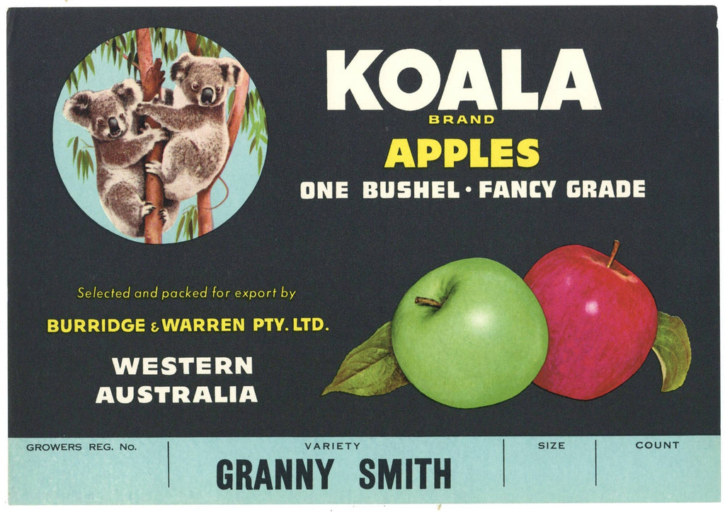 Koala Brand Vintage Australian Apple Crate Label, Granny Smith
