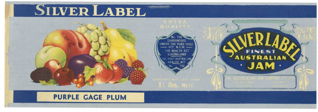 Silver Label Brand Vintage Australia Jam Can Label