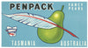 Penpack Brand Vintage Tasmania Australian Pear Crate Label