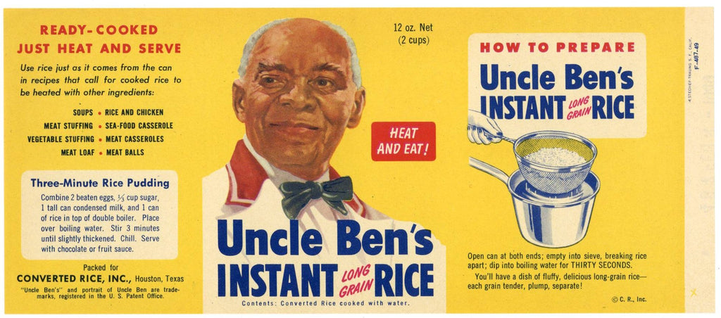 Uncle Ben's Rice Brand Vintage Instant Rice Can Label