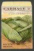 Cabbage Antique Rice's Seed Packet, Rice's Genuine Surehead