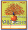 Peacock Brand Vintage Tasmania Australia Apple Crate Label, tall