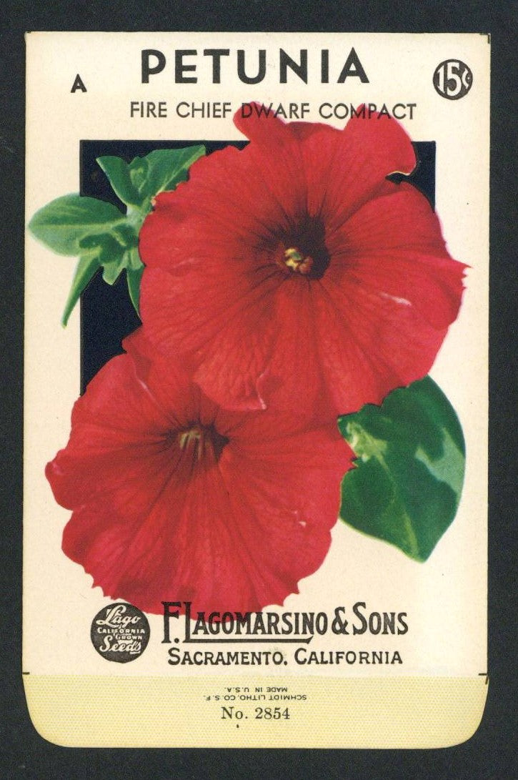 Petunia Vintage Lagomarsino Seed Packet, Fire Chief