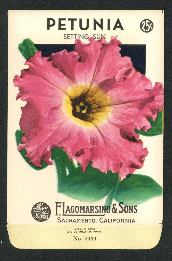 Petunia Vintage Lagomarsino Seed Packet, Setting Sun