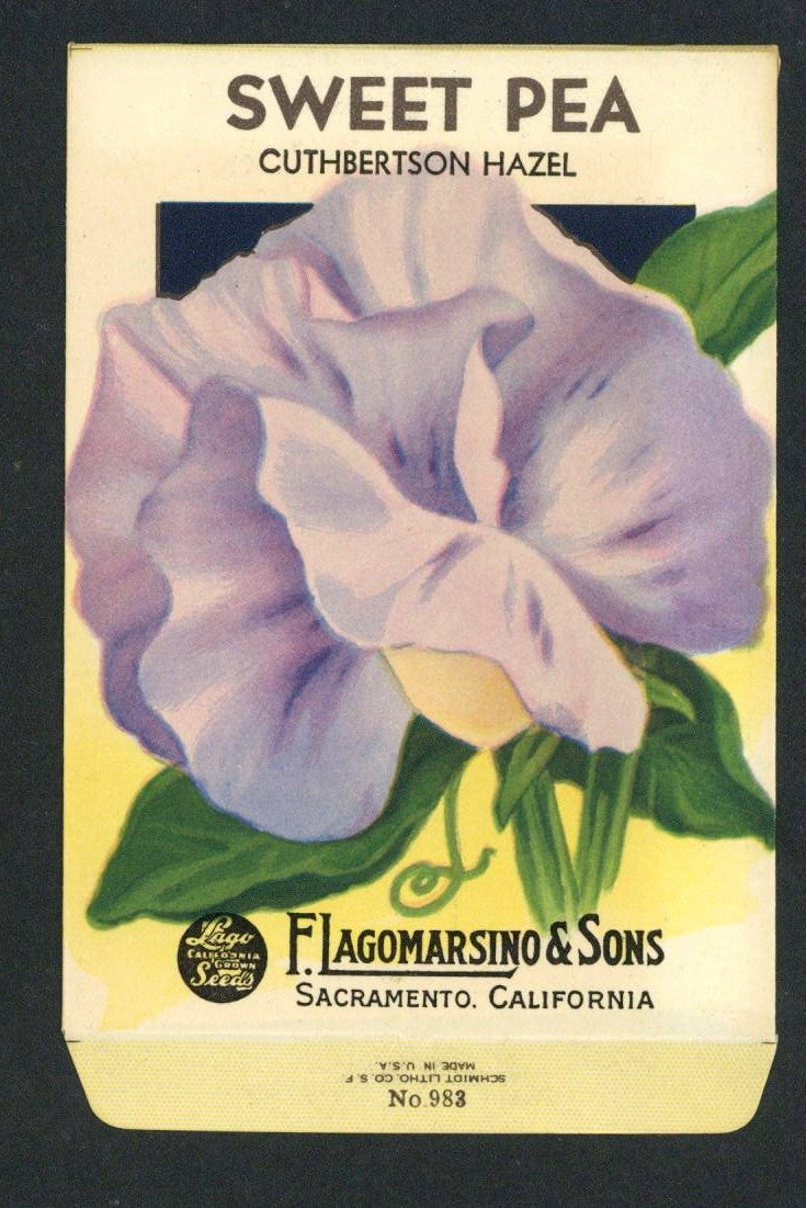 Sweet Pea Vintage Lagomarsino Seed Packet, Cuthertson Hazel