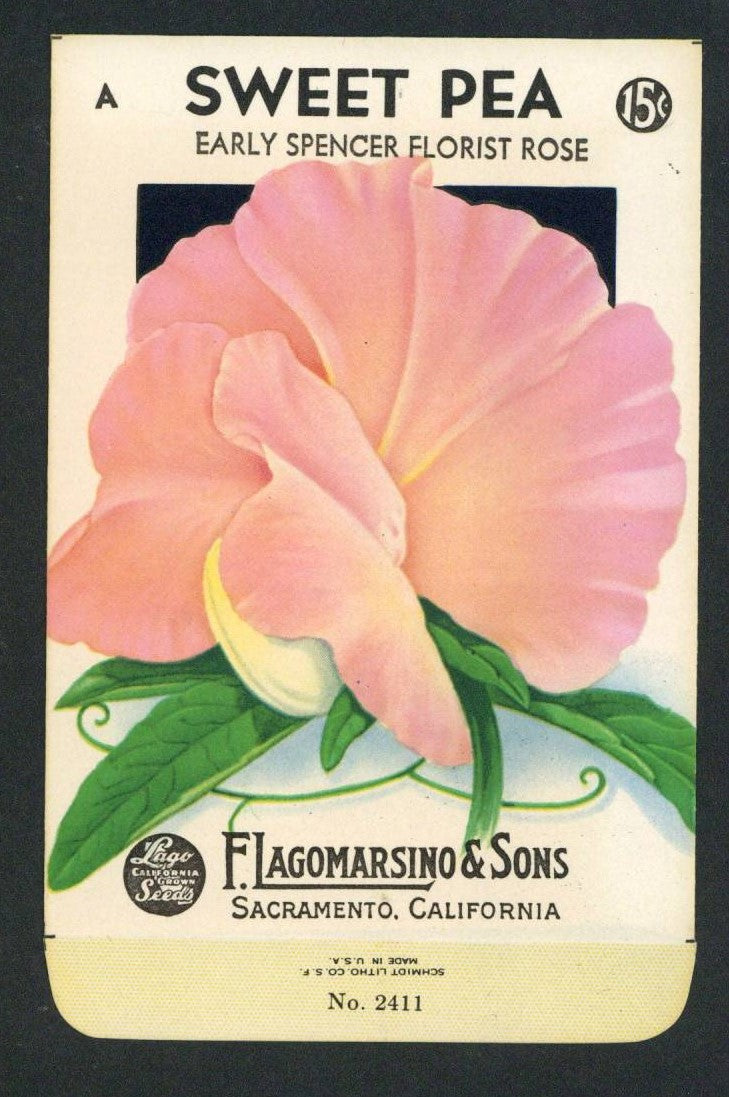 Sweet Pea Vintage Lagomarsino Seed Packet, Florist Rose