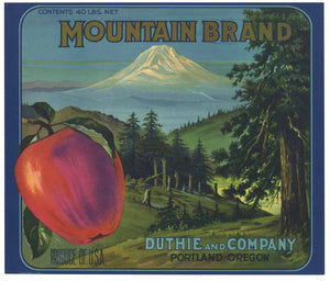 Mountain Brand Vintage Oregon Apple Crate Label 40lb