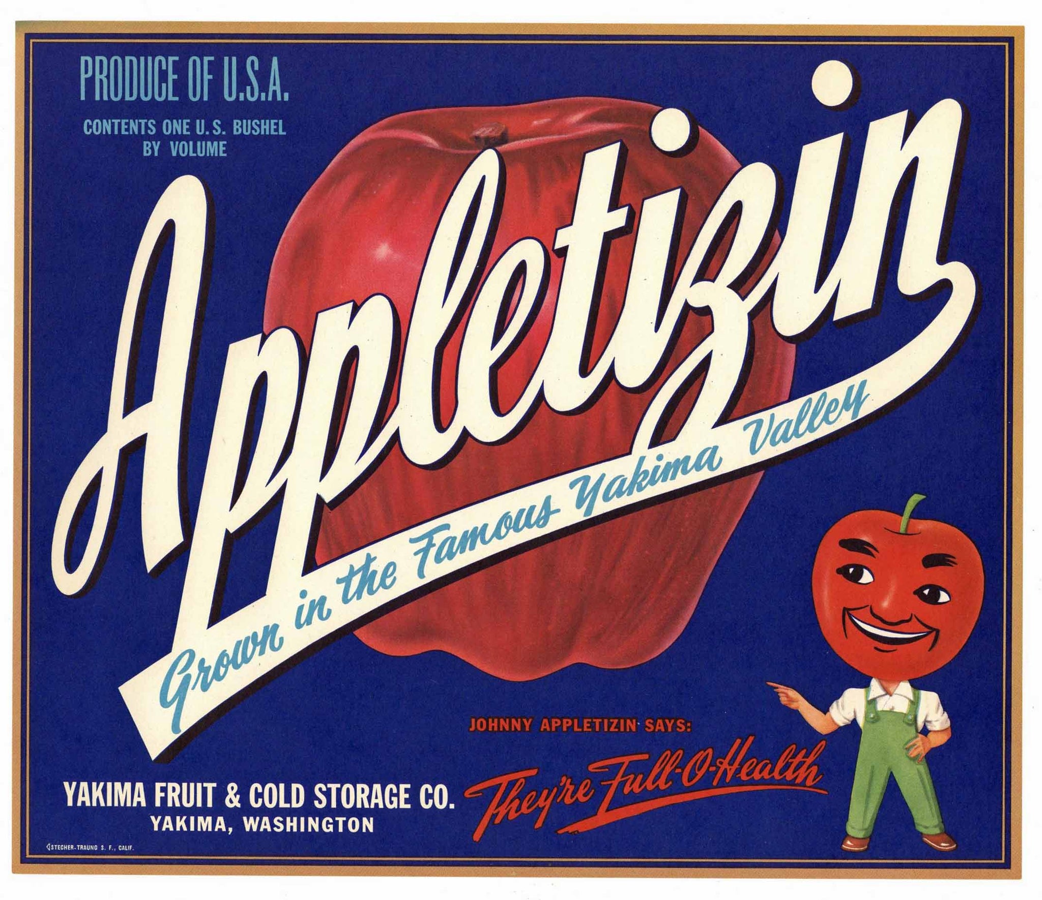 Appletizin Brand Vintage Yakima Washington Apple Crate Label