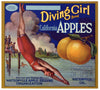 Diving Girl Brand Vintage Watsonville Apple Crate Label Wblk