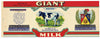 Giant Brand Vintage Boston Milk Can Label