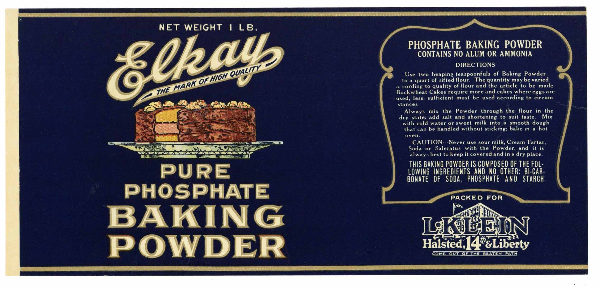 Elkay Brand Vintage Baking Powder Can Label