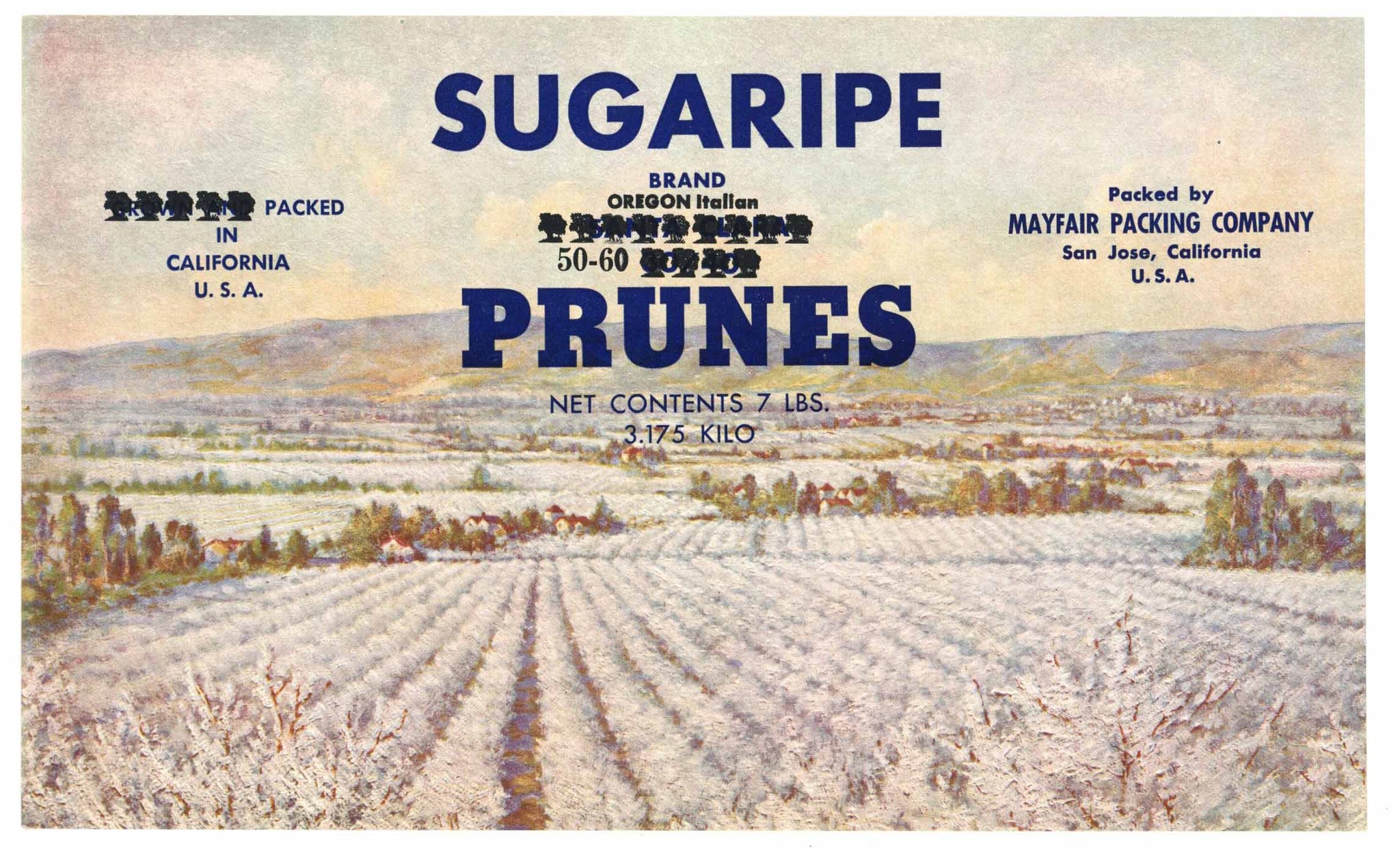 Sugaripe Brand Vintage San Jose Prune Can Label