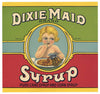 Dixie Maid Brand Vintage Georgia Cane Syrup Can Label, square
