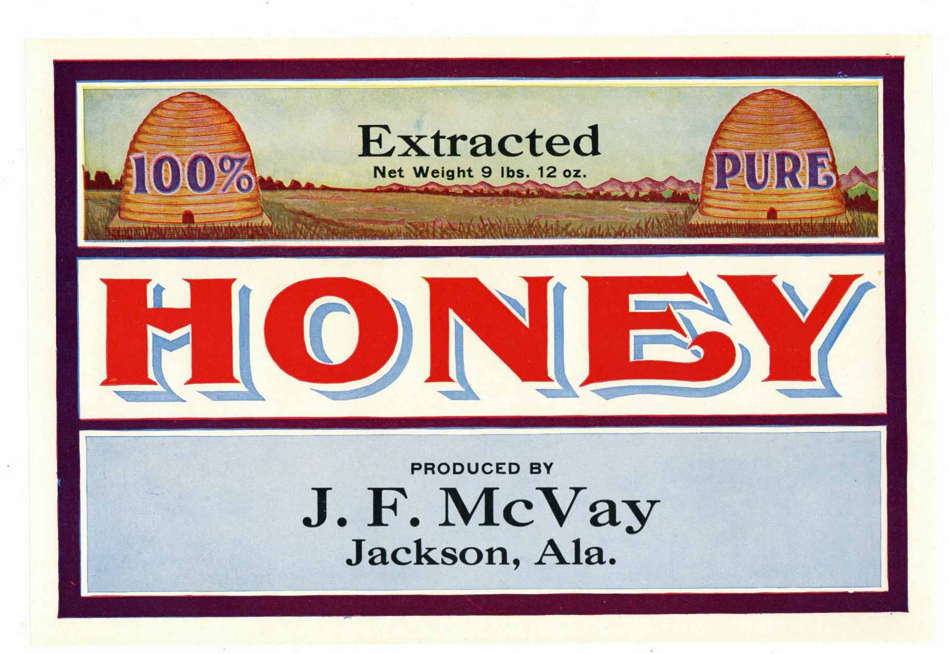 Honey Brand Vintage Jackson Alabama Can Label, square