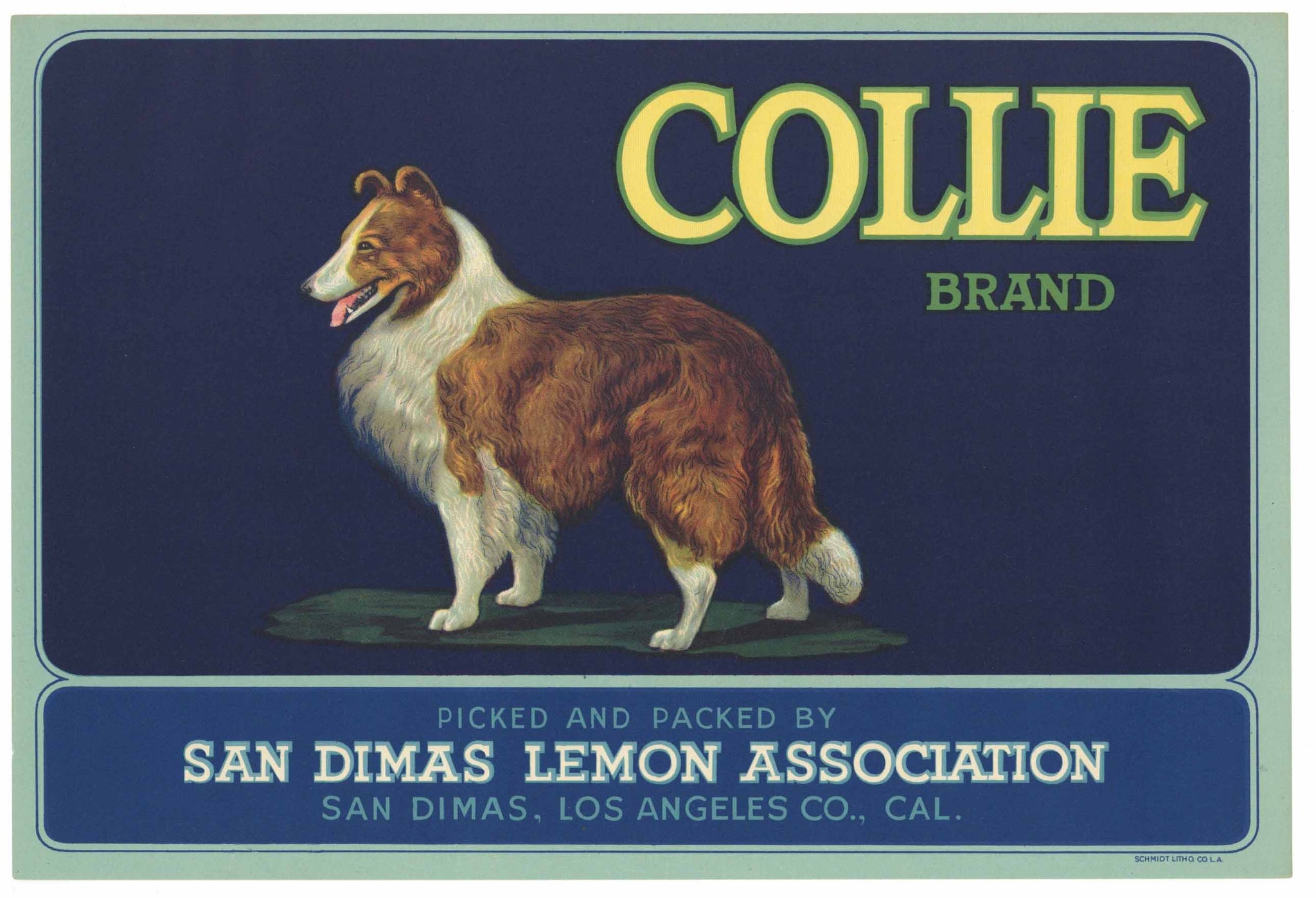 Collie Brand Vintage San Dimas Lemon Crate Label