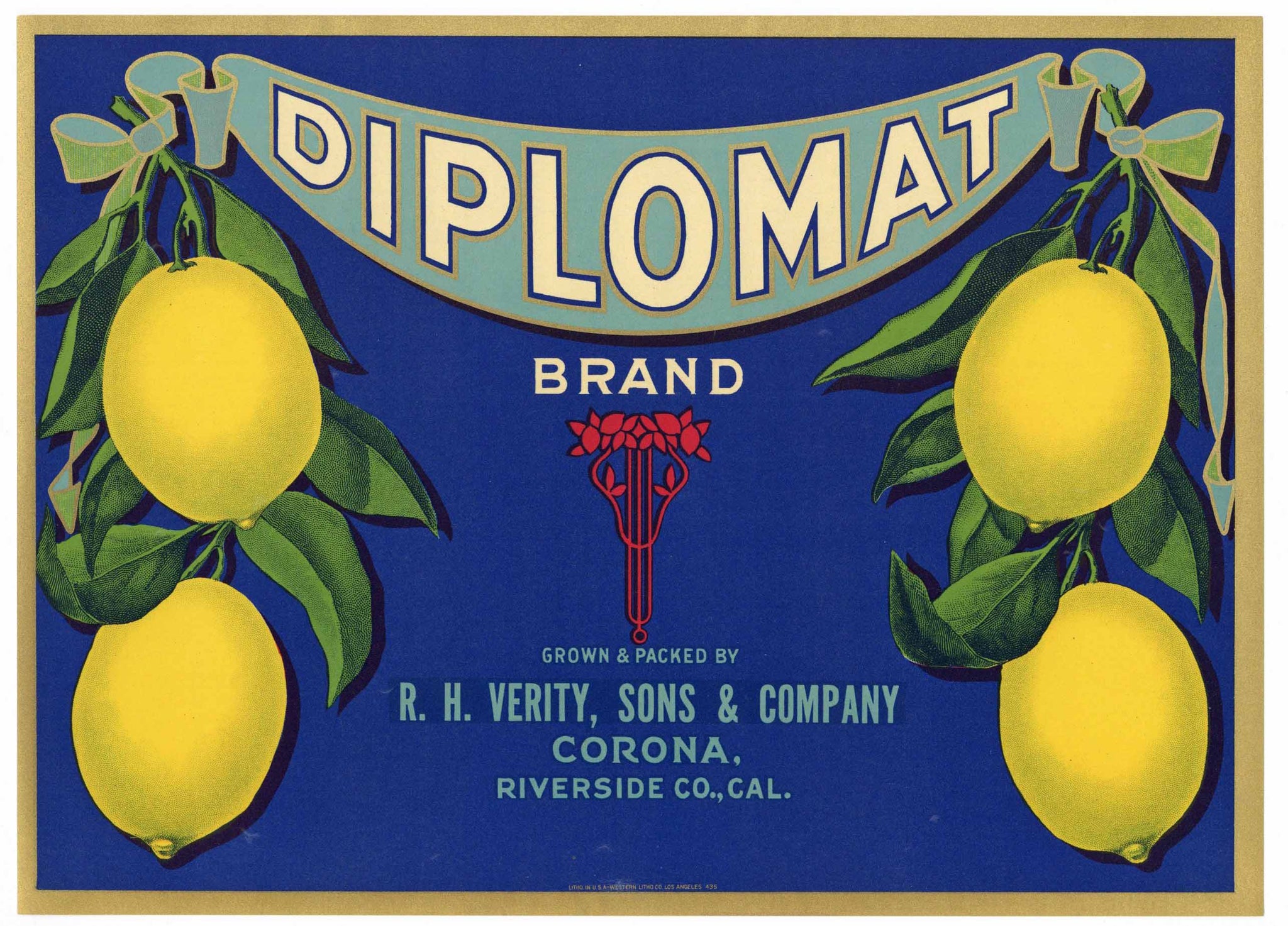 Diplomat Brand Vintage Corona Lemon Crate Label