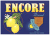 Encore Brand Vintage Tulare County Lemon Crate Label