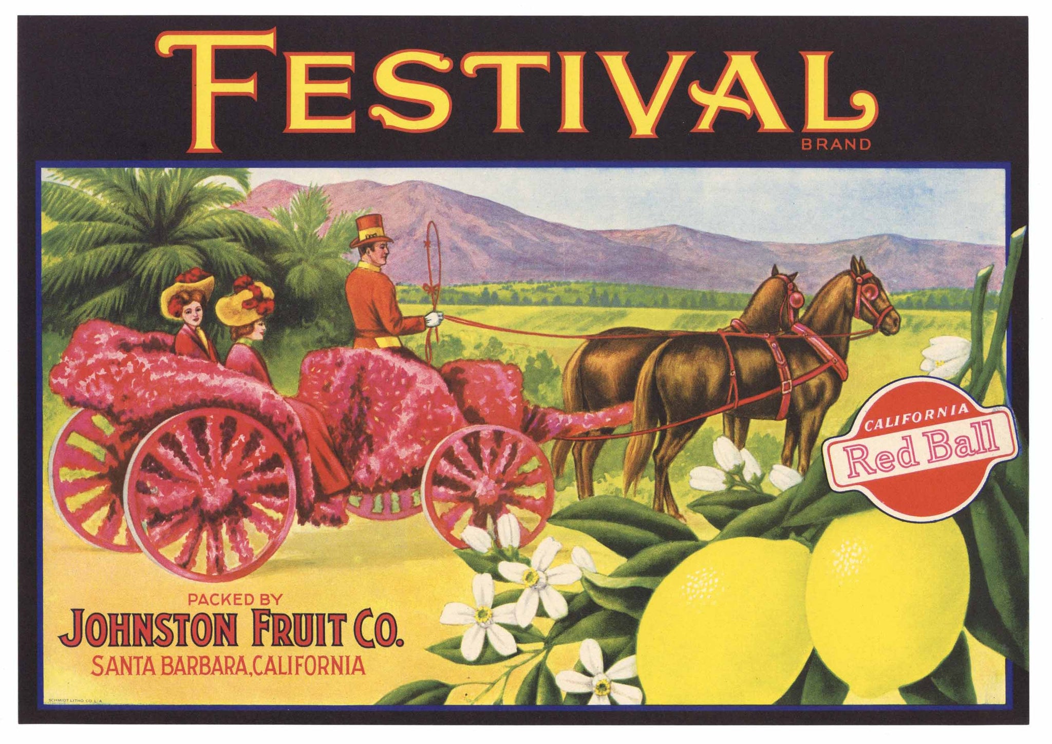 Festival Brand Vintage Santa Barbara Lemon Crate Label