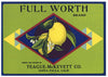 Full Worth Brand Vintage Santa Paula Lemon Crate Label