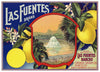 Las Fuentes Brand Vintage Santa Barbara County Lemon Crate Label, n