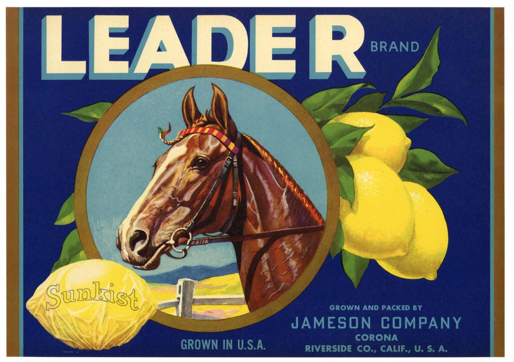 Leader Brand Vintage Corona Lemon Crate Label