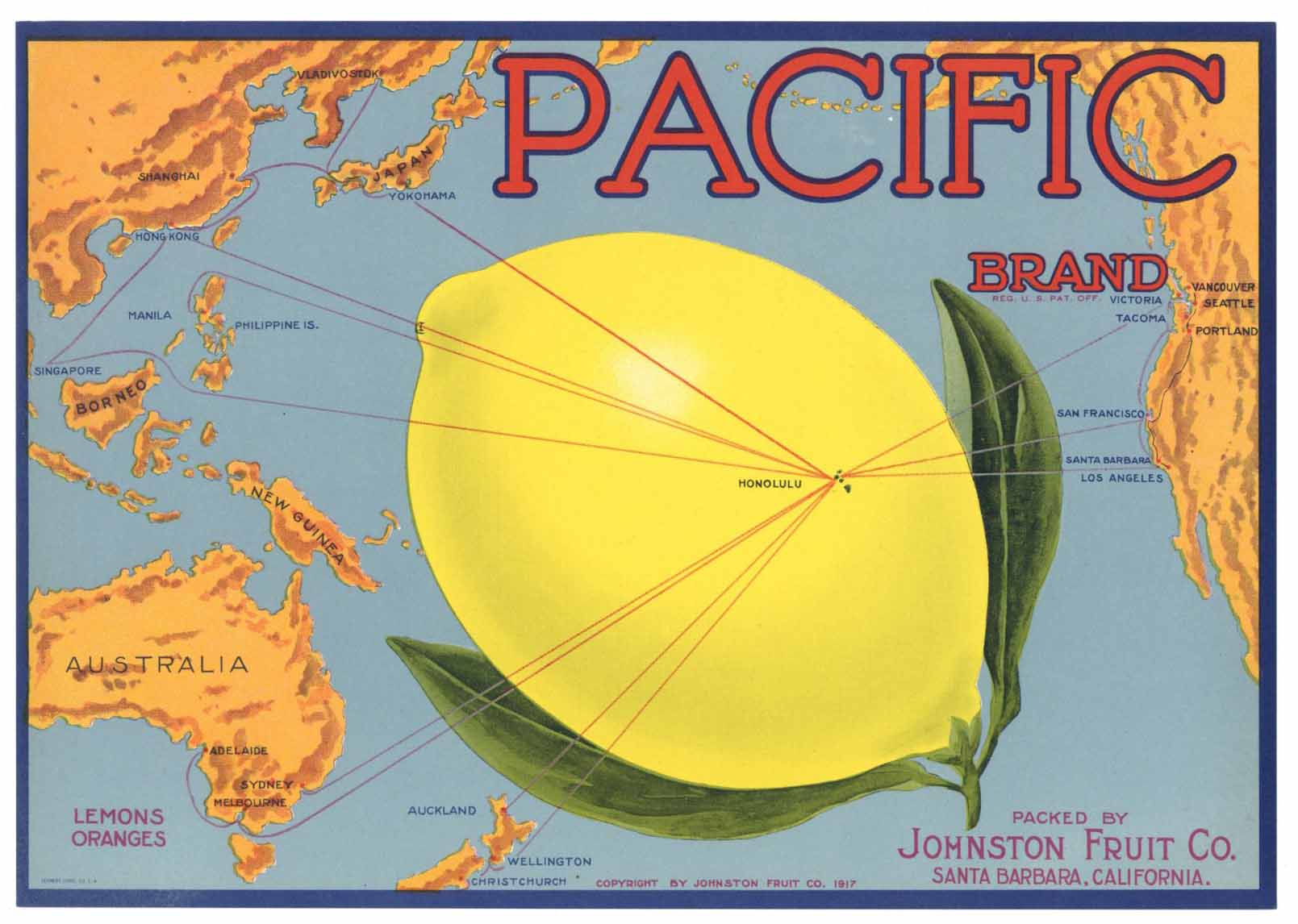 Pacific Brand Vintage Santa Barbara Lemon Crate Label