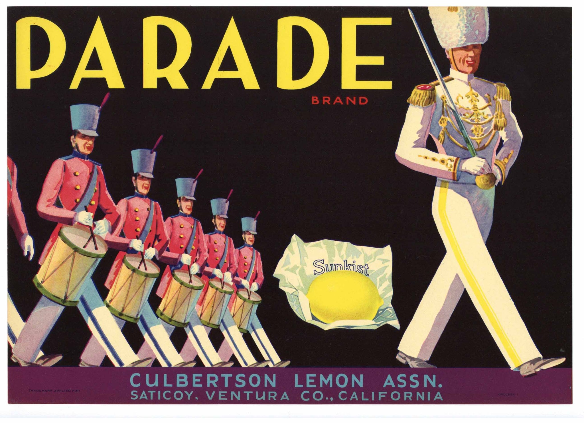 Parade Brand Vintage Ventura County Lemon Crate Label