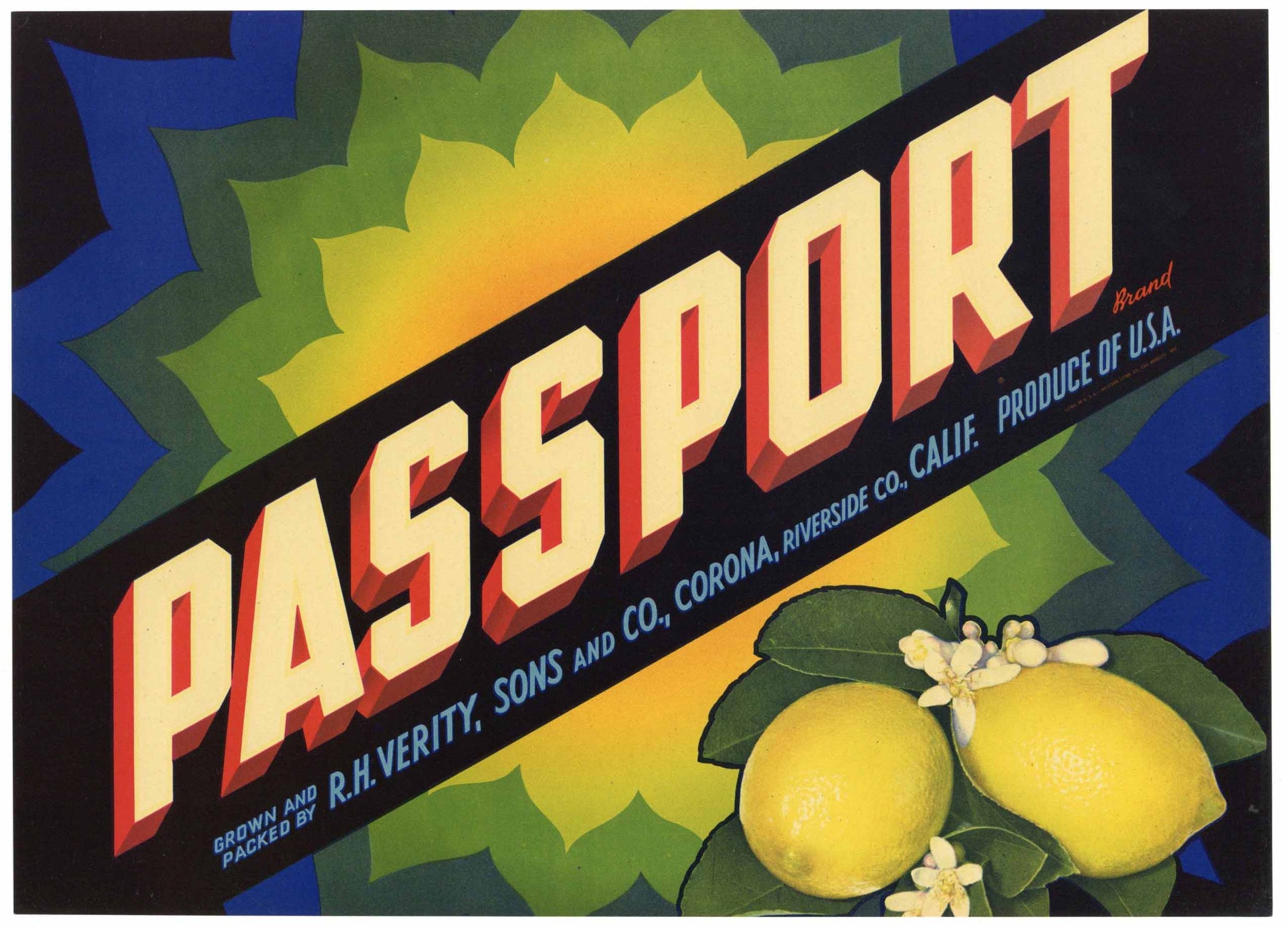 Passport Brand Vintage Corona Lemon Crate Label