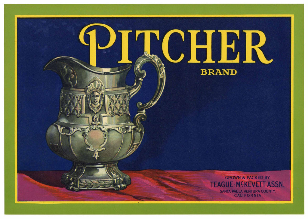 Pitcher Brand Vintage Santa Paula Lemon Crate Label