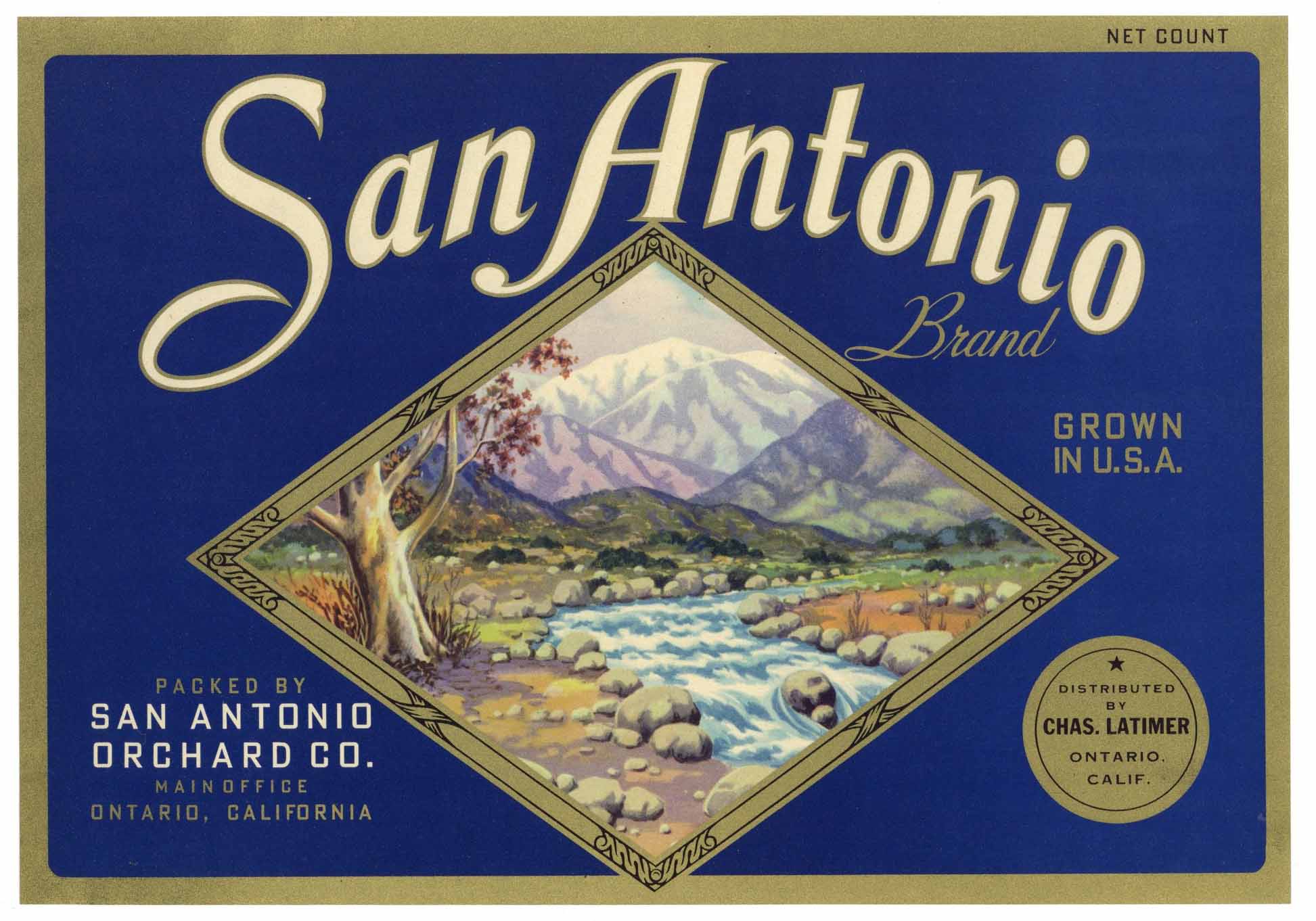 San Antonio Brand Vintage Ontario Lemon Crate Label
