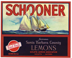 Schooner Brand Vintage Goleta Lemon Crate Label s