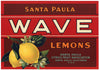 Wave Brand Vintage Santa Paula Lemon Crate Label