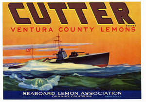 Cutter Brand Vintage Oxnard Lemon Crate Label