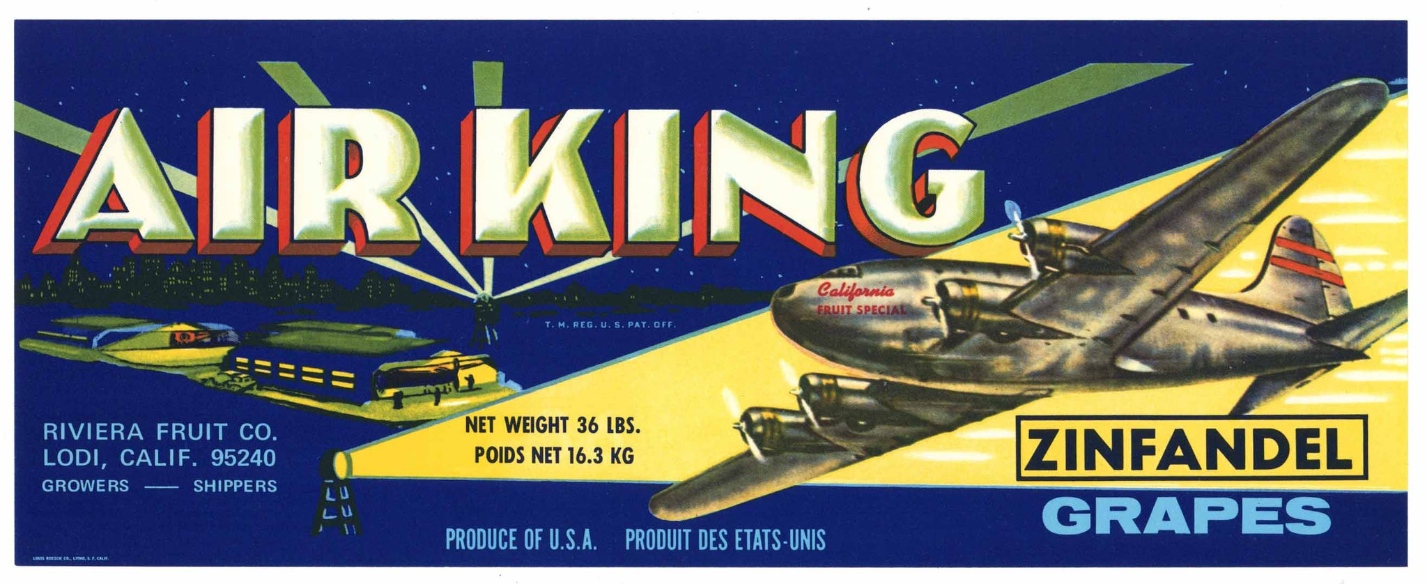 Air King Brand Vintage Zinfandel Grape Crate Label