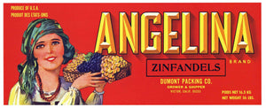 Angelina Brand Vintage Zinfandel Grape Crate Label