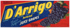 D'Arrigo Brand Vintage San Jose Wine Grape Crate Label