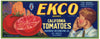 Ekco Brand Vintage Tomato Crate Label