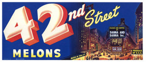 42nd Street Brand Vintage Yuba City Melon Crate Label