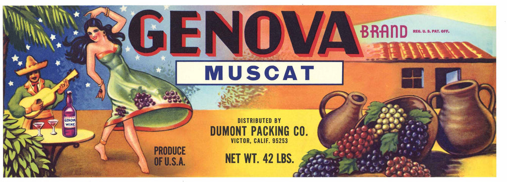 Genova Brand Vintage Muscat Grape Crate Label