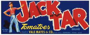 Jack Tar Brand Vintage Edinburg Texas Tomato Crate Label