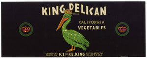 King Pelican Brand Vintage Vegetable Crate Label, lug